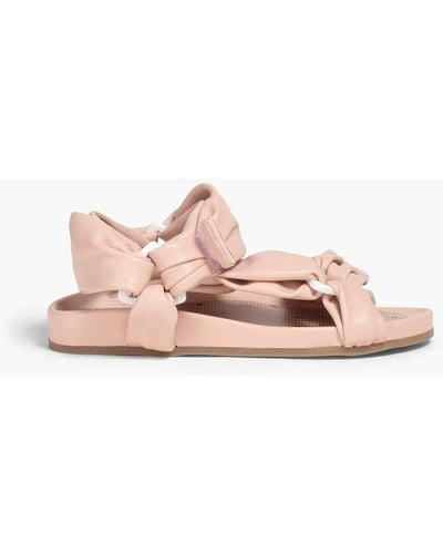 Red(V) Ruched Leather Sandals - Pink
