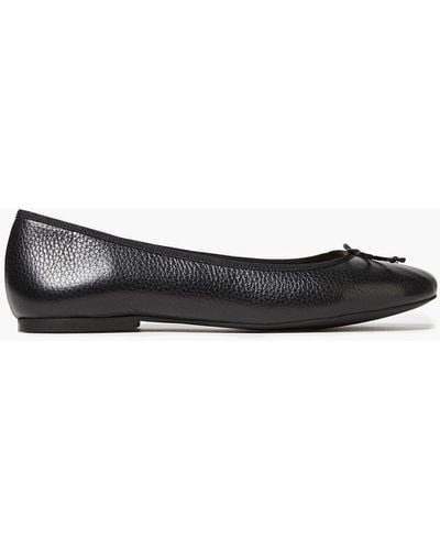 French Sole Lola Bow-embellished Pebbled-leather Ballet Flats - Black