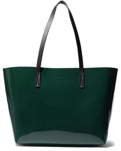 Marni Faux Patent-leather Tote Emerald - Green