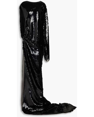 Rick Owens Edfu Twisted Sequined Silk-voile Gown - Black