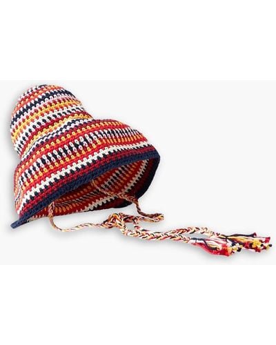 Alanui Beach Break Crocheted Cotton Hat - Red
