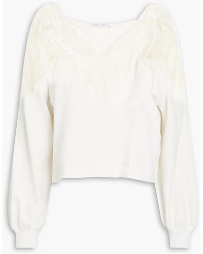 Alberta Ferretti Guipure Lace-paneled Cotton Jumper - White