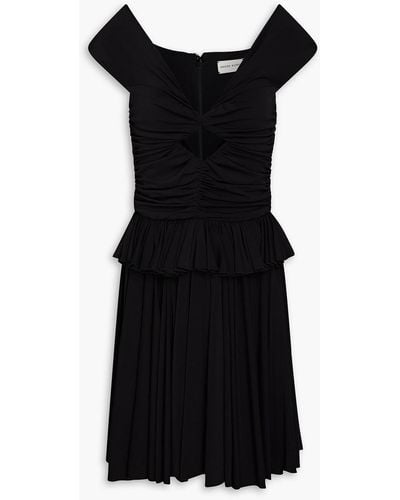 Magda Butrym Off-the-shoulder Ruched Cutout Stretch-crepe Mini Dress - Black