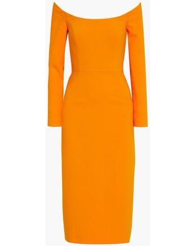 Carolina Herrera Off-the-shoulder Crepe Midi Dress - Orange