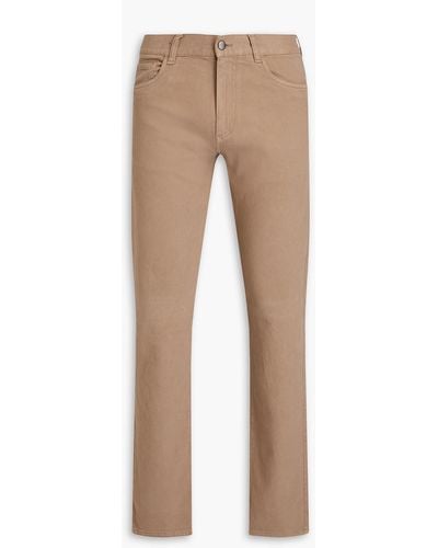 Canali Stretch-cotton Twill Trousers - Natural