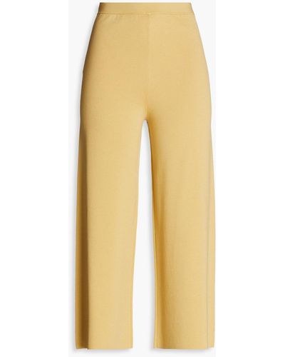 Gentry Portofino Cropped Silk And Cotton-blend Straight-leg Trousers - Yellow