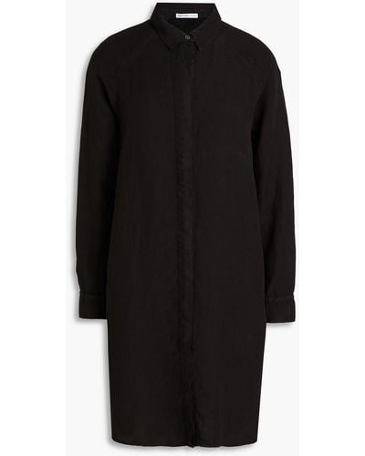 James Perse Lyocell And Linen-blend Shirt Dress - Black