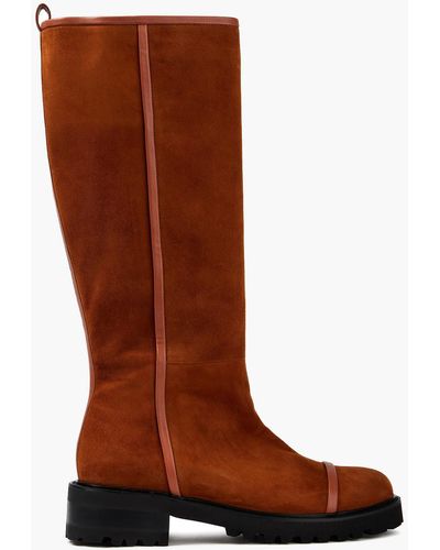 Malone Souliers Beda Leather-trimmed Suede Knee Boots - Brown