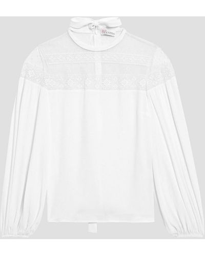 RED Valentino Lace-paneled Crepe Blouse - White