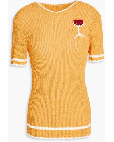 Maison Margiela Appliquéd Ribbed-knit Jumper - Yellow