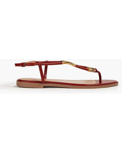 Sergio Rossi Embellished Leather Sandals - Red