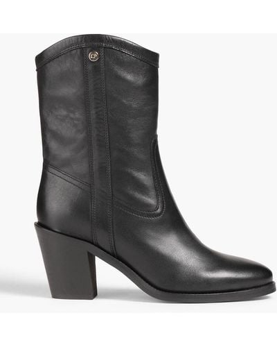Claudie Pierlot Andalousie Leather Cowboy Boots - Black