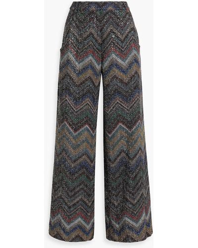 Missoni Sequined Jacquard Wide-leg Trousers - Grey