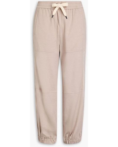 Brunello Cucinelli Cotton-blend Jersey Track Trousers - Natural