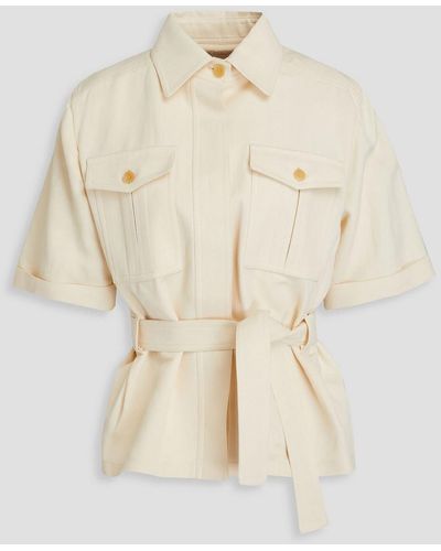 Giuliva Heritage Pleated Silk And Linen-blend Shirt - Natural