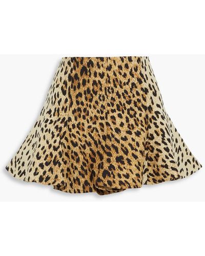 Valentino Garavani Fluted Leopard-print Wool And Silk-blend Mini Skirt - Multicolour