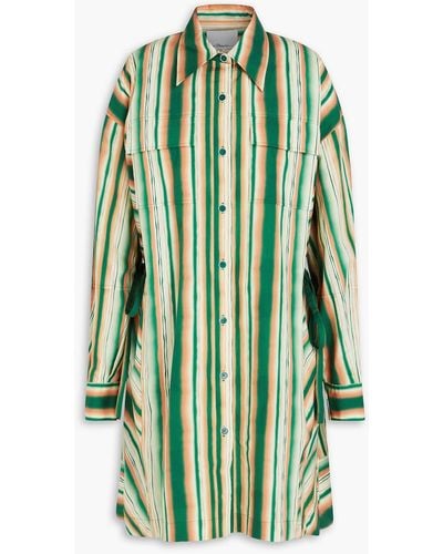 3.1 Phillip Lim Striped Cotton-poplin Mini Shirt Dress - Green