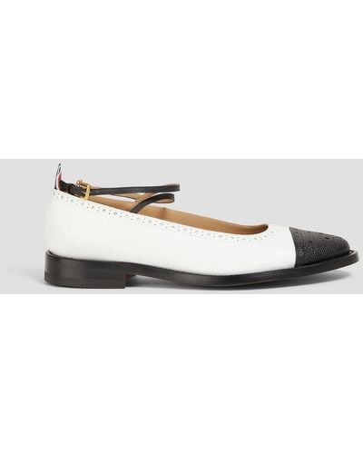 Thom Browne Two-tone Pebbled-leather Ballet Flats - Metallic