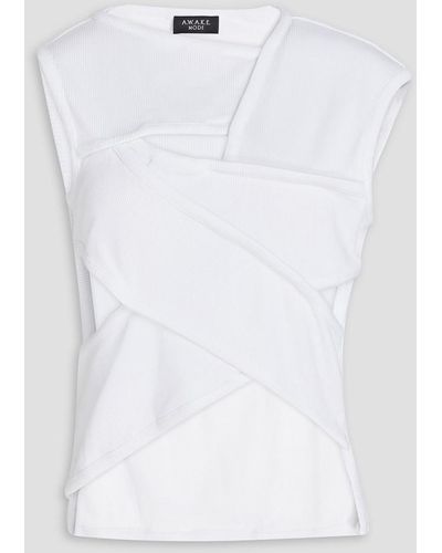 A.W.A.K.E. MODE Cutout Ribbed Stretch-cotton Jersey Top - White