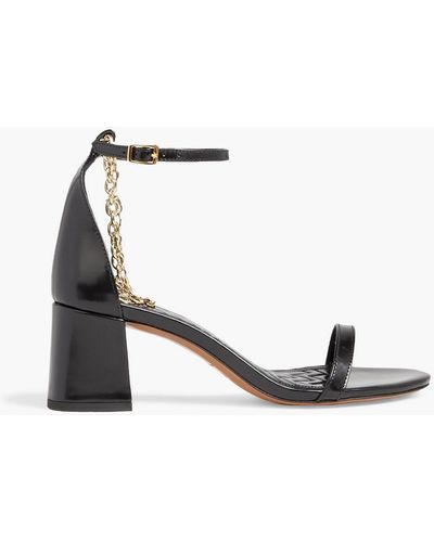 Maje Chain-detailed Glossed-leather Sandals - Black