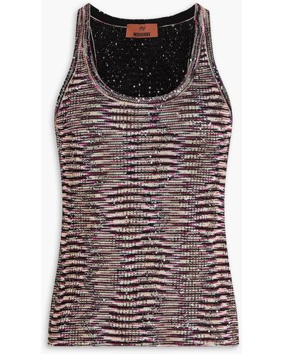 Missoni Space-dyed Crochet-knit Tank - Black