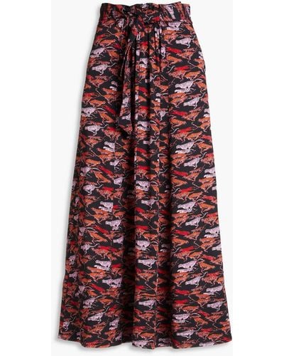 Hofmann Copenhagen Laurence Gathered Printed Woven Midi Skirt