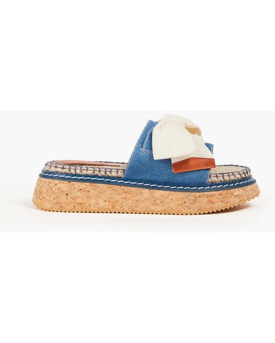 Zimmermann Canvas And Denim Espadrille Slides - Blue