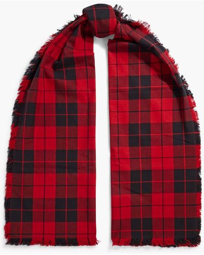 Alex Mill Fringed Checked Cotton-twill Scarf - Red