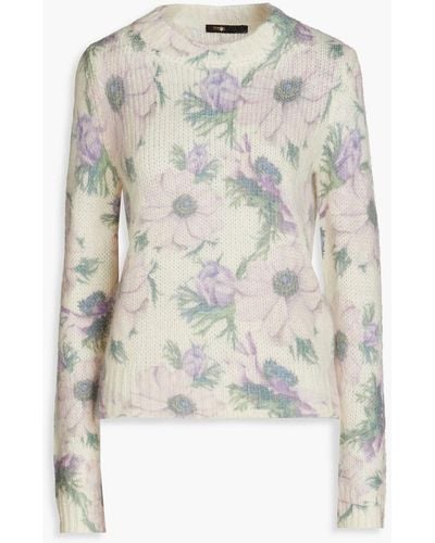 Maje Myflower Floral-print Knitted Sweater - White