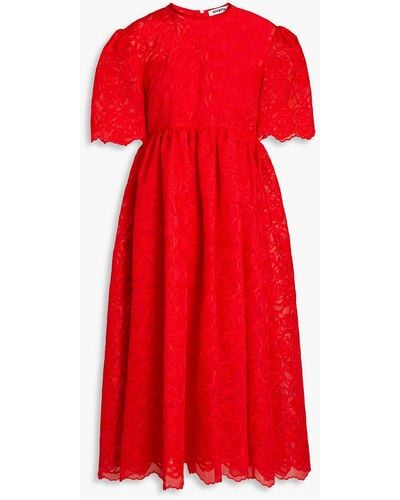 Vivetta Embellished Organza Midi Dress - Red