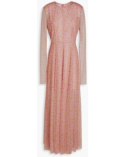 Philosophy Di Lorenzo Serafini Floral-print Tulle Maxi Dress - Pink