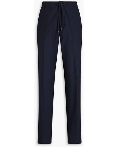 Zegna Slim-fit Cotton-blend Seersucker Drawstring Trousers - Blue