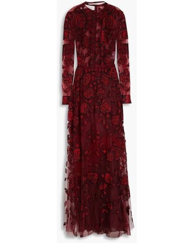 Valentino Garavani Bead-embellished Tulle Gown - Red