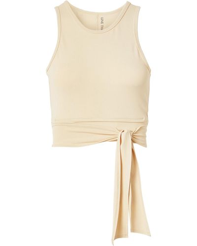 Live The Process Ballet Cropped Wrap-effect Stretch-supplex Top - Natural