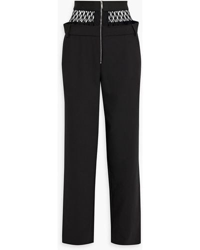 Dion Lee Fishnet-paneled Crepe Straight-leg Trousers - Black