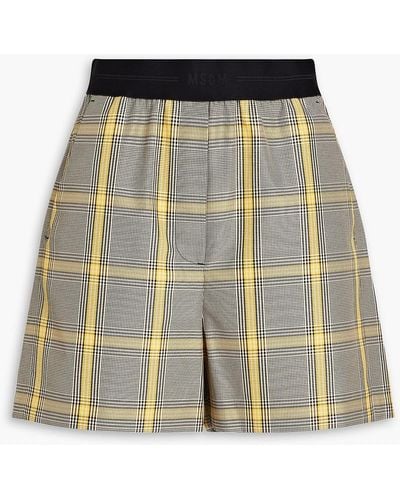 MSGM Prince Of Wales Checked Crepe Shorts - Yellow
