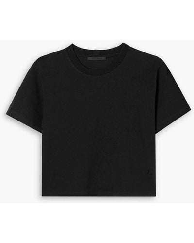 Helmut Lang Cropped Embossed Printed Cotton-jersey T-shirt - Black
