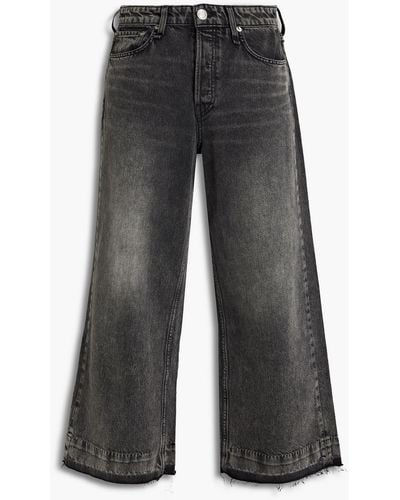 Rag & Bone Maya Cropped Faded High-rise Wide-leg Jeans - Grey