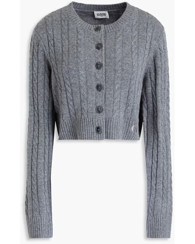 Claudie Pierlot Cropped Cable-knit Wool And Cashmere-blend Cardigan - Grey