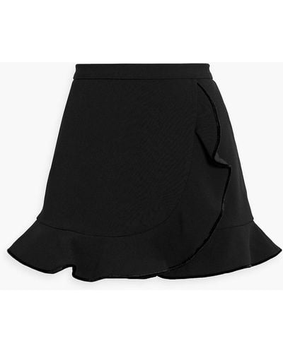 RED Valentino Skirt-effect Ruffled Crepe Shorts - Black