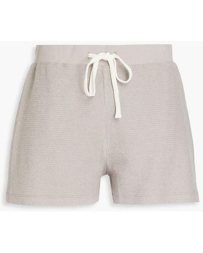 James Perse Waffle-knit Cotton And Cashmere-blend Shorts - White
