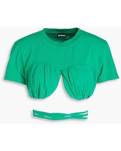 Jacquemus Baci cropped t-shirt aus baumwoll-jersey mit bügel - Grün