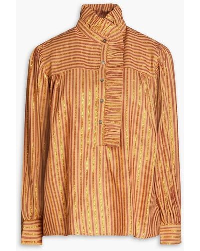 Antik Batik Eddy gestreifte bluse aus metallic-twill - Orange