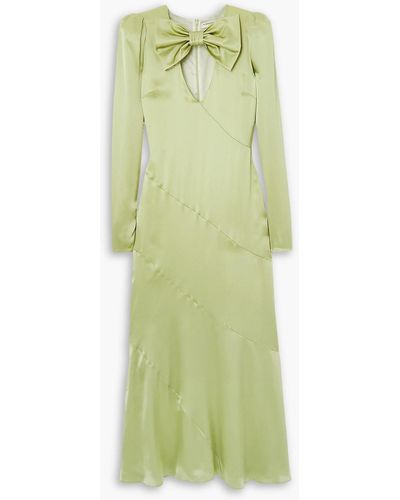 Alessandra Rich Bow-detailed Silk-satin Midi Dress - Green