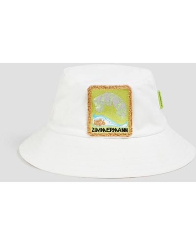 Zimmermann Appliquéd Cotton Bucket Hat - White