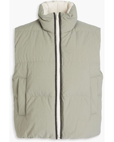 Brunello Cucinelli Quilted Bead-embellished Shell Down Vest - Green