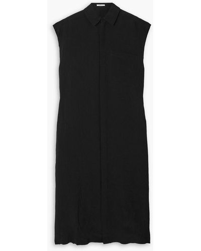 Gauchère Frayed Crepe De Chine Midi Shirt Dress - Black
