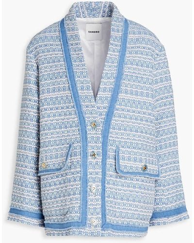 Sandro Amelia jacke aus tweed aus einer baumwollmischung - Blau