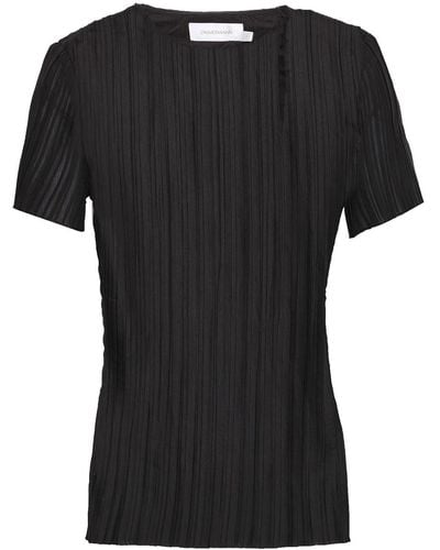 Zimmermann Crochet-trimmed Plissé Cotton-blend T-shirt - Black