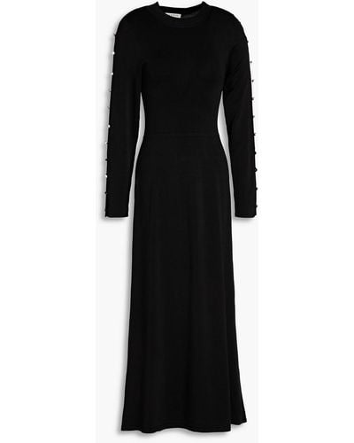 Sandro Button-embellished Cutout Jersey Midi Dress - Black